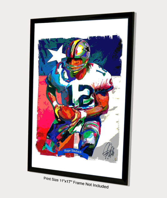 Roger Staubach Dallas Cowboys Football Sports Poster Print Wall Art 11x17