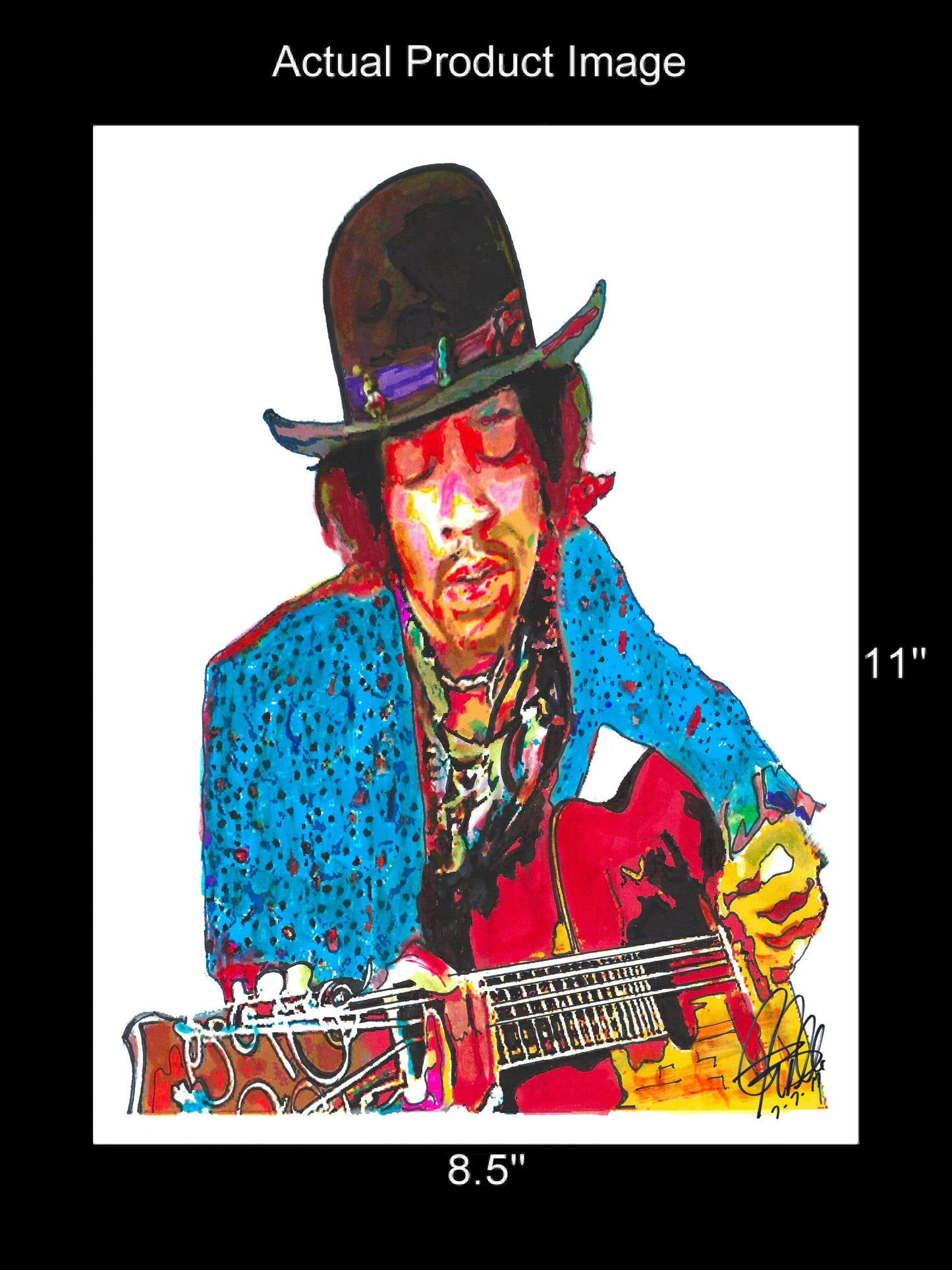 Jimi Hendrix Acoustic Guitar Rock Music Poster Print Wall Art 8.5x11