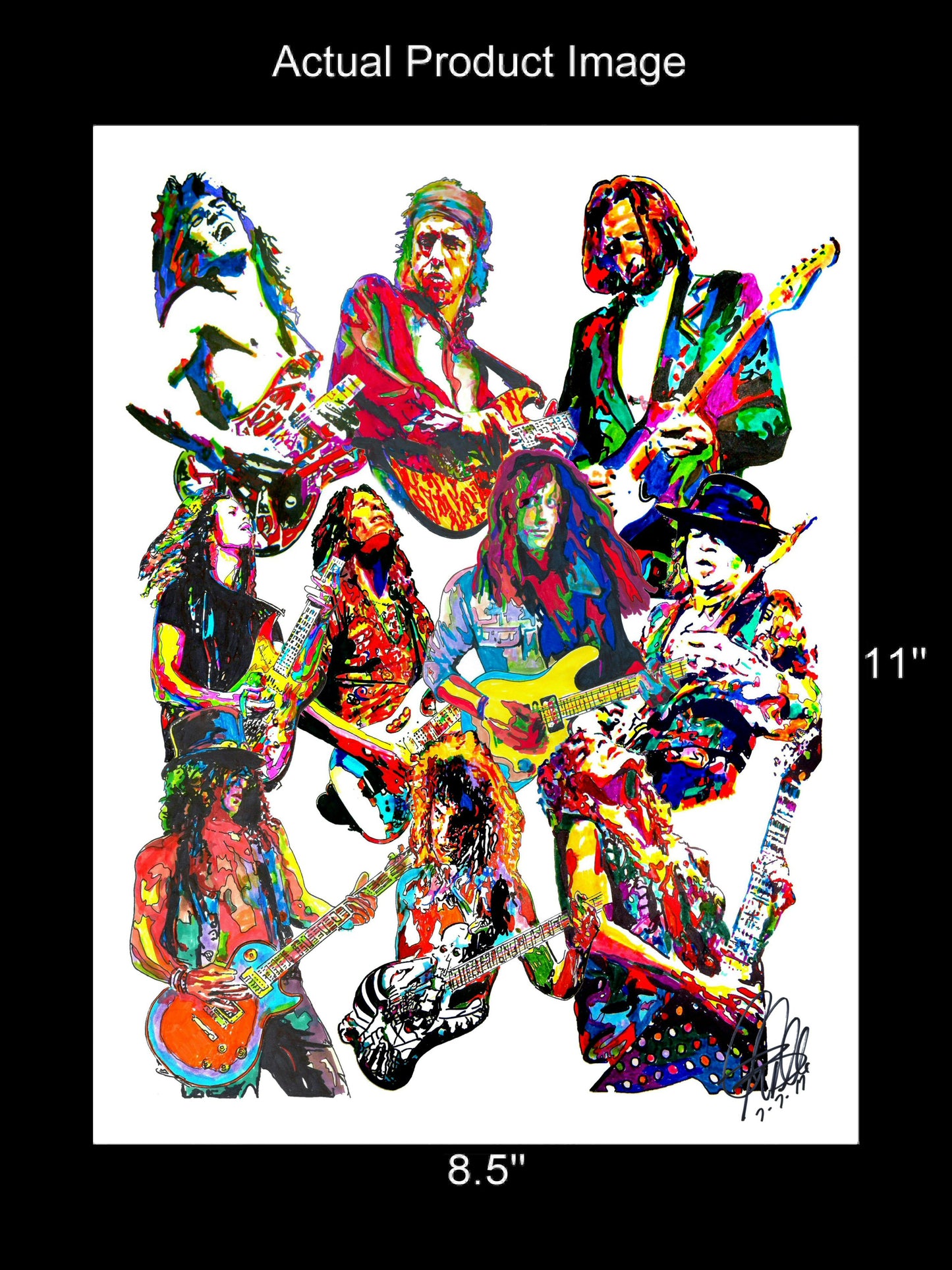 80s Guitar Players Van Halen Rhoads SRV Music Poster Print Wall Art 8.5x11