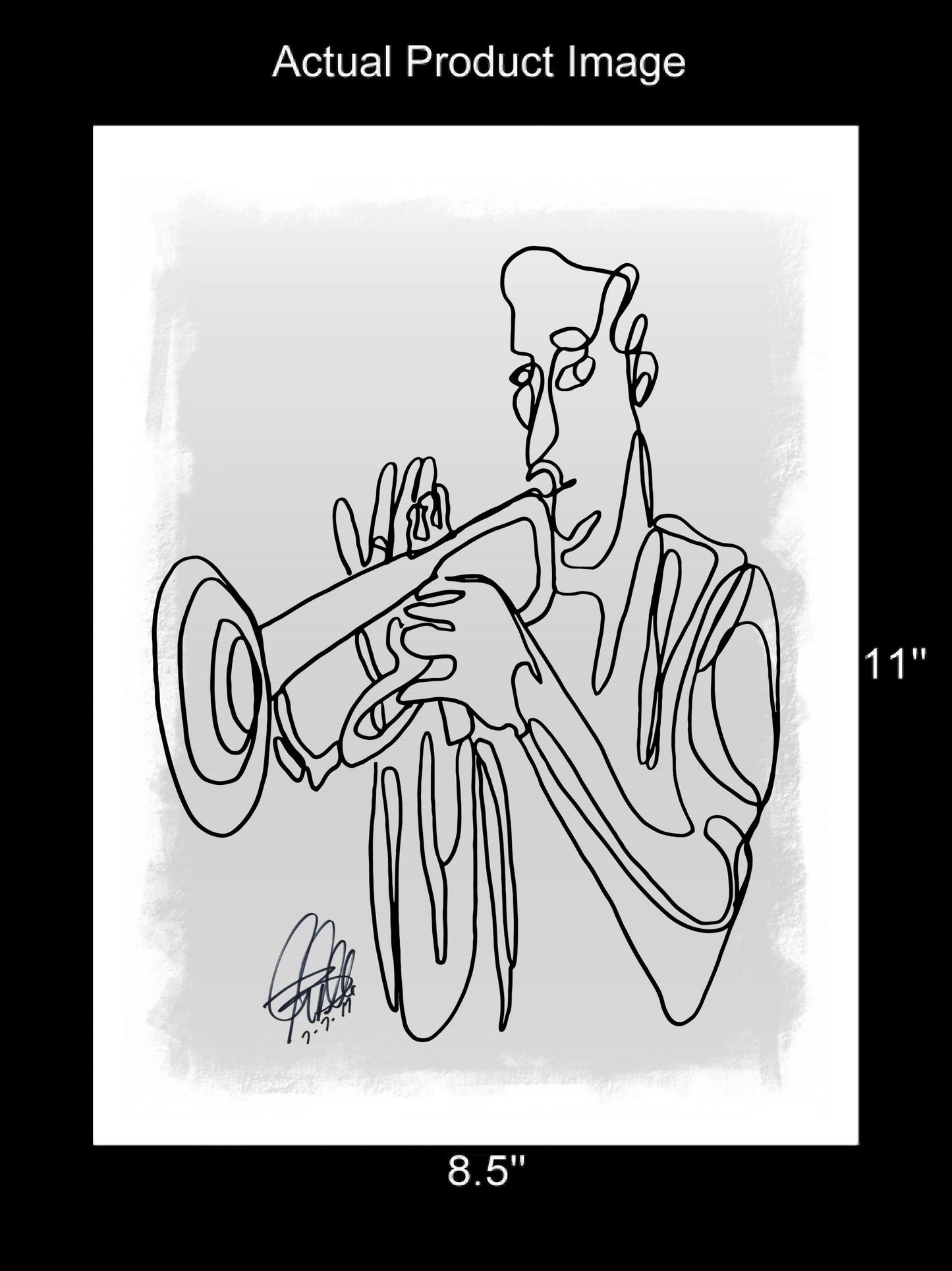 Trumpet Player Jazz Music Poster Print Wall Art 8.5x11