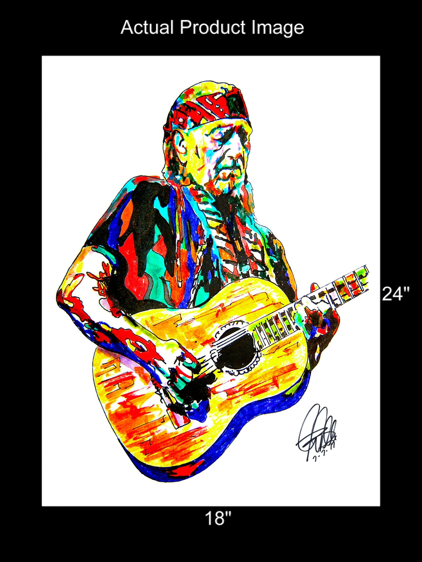 Willie Nelson Singer Guitar Pop Country Music Print Poster Wall Art 18x24