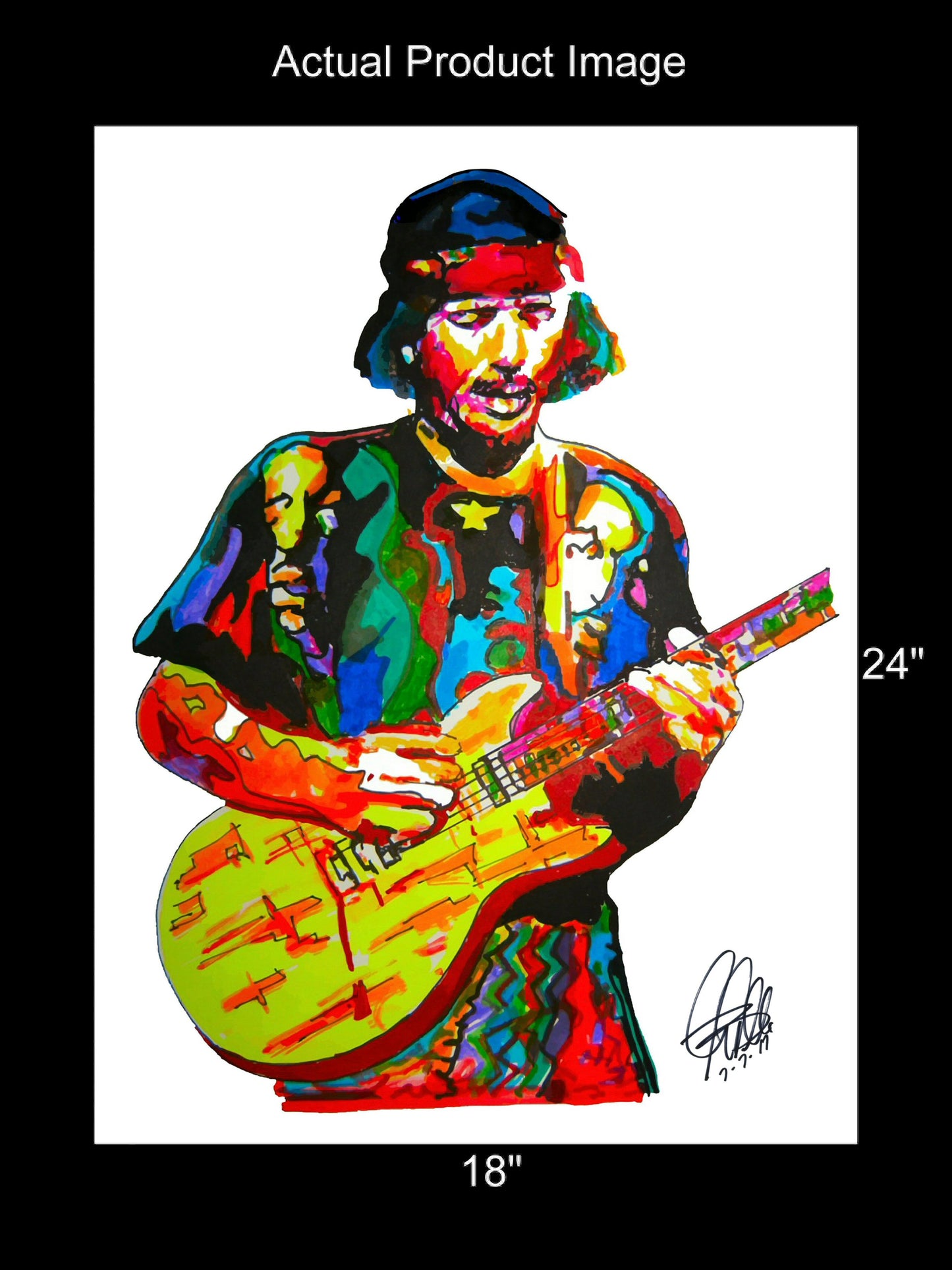 Carlos Santana Guitar Rock Music Print Poster Wall Art 18x24