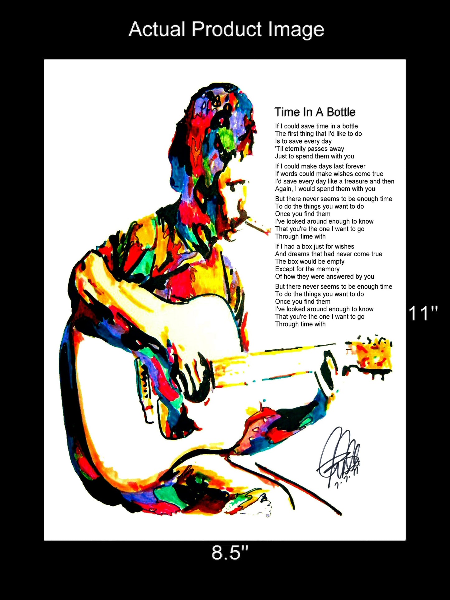 Jim Croce Guitar Folk Rock Time in a Bottle Music Poster Print Wall Art 8.5x11