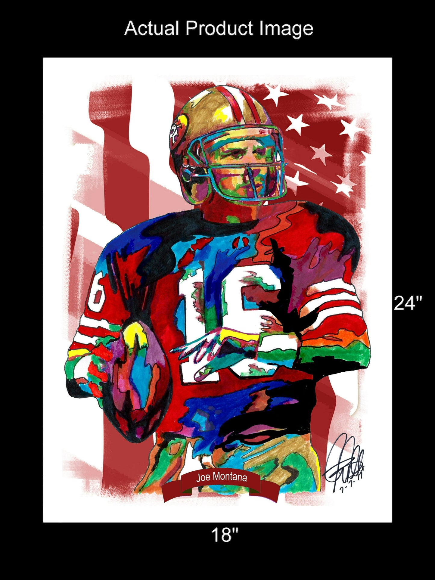 Joe Montana San Francisco 49ers QB Football Sports Poster Print Wall Art 18x24