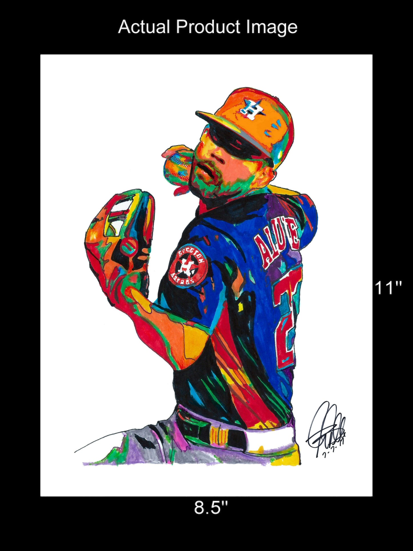 Jose Altuve Houston Astros 2nd Base Baseball Sports Poster Print Wall Art 8.5x11