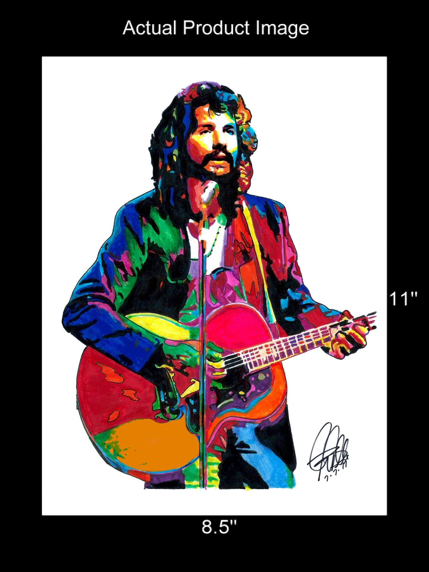 Cat Stevens Singer Guitar Rock Music Poster Print Wall Art 8.5x11