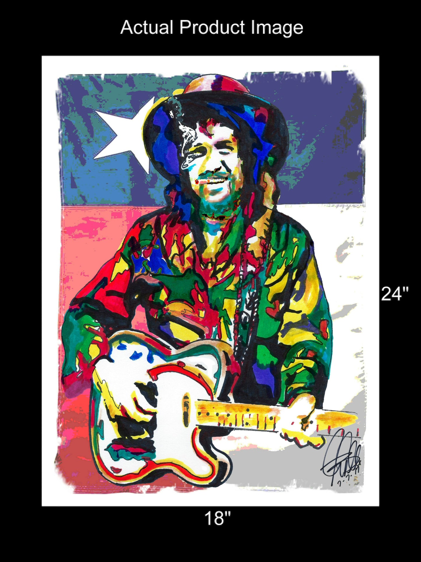 Waylon Jennings Guitar Country Music Poster Print Wall Art 18x24