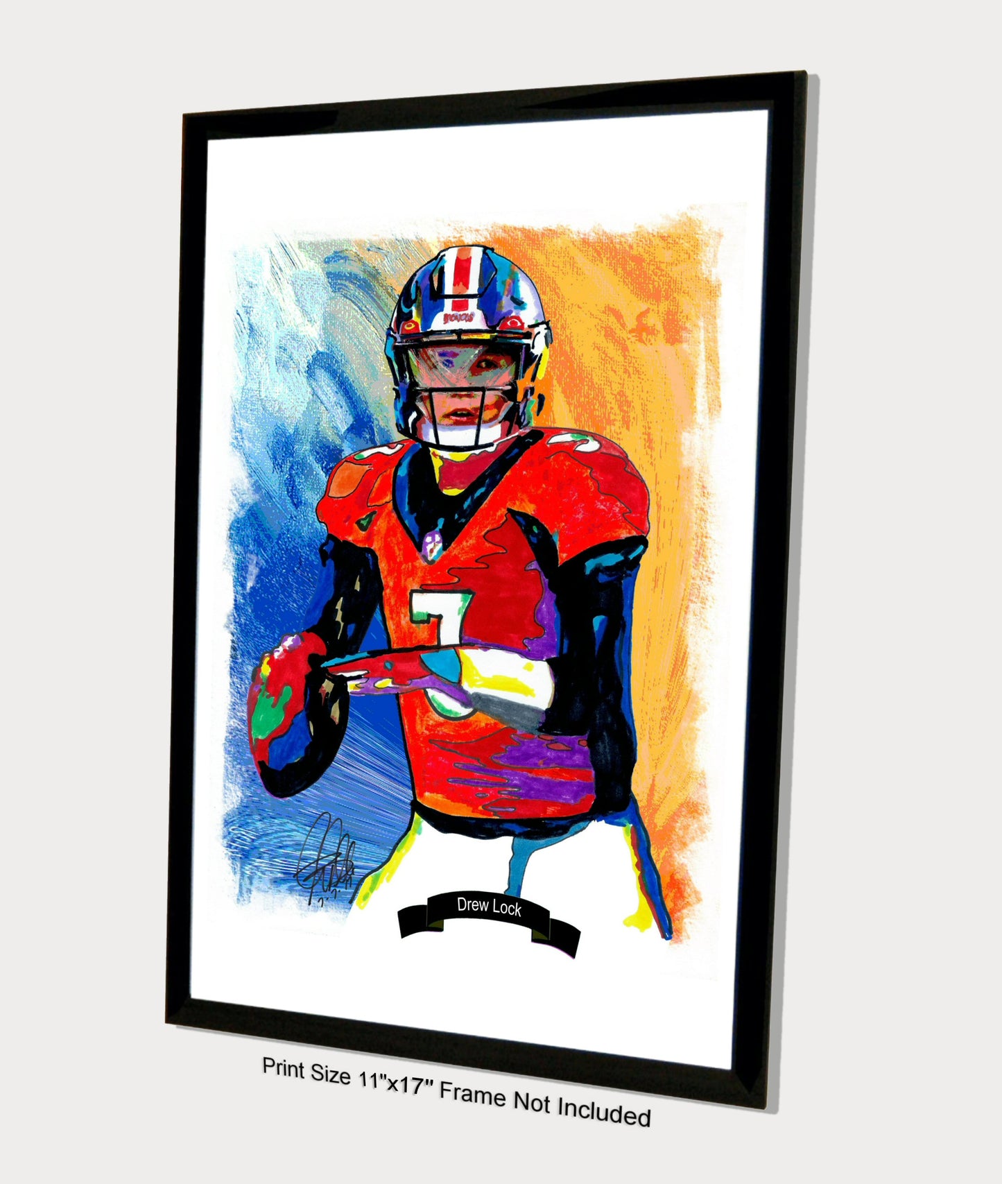 Drew Lock Denver Broncos Quarterback Football Art Poster Print 11x17