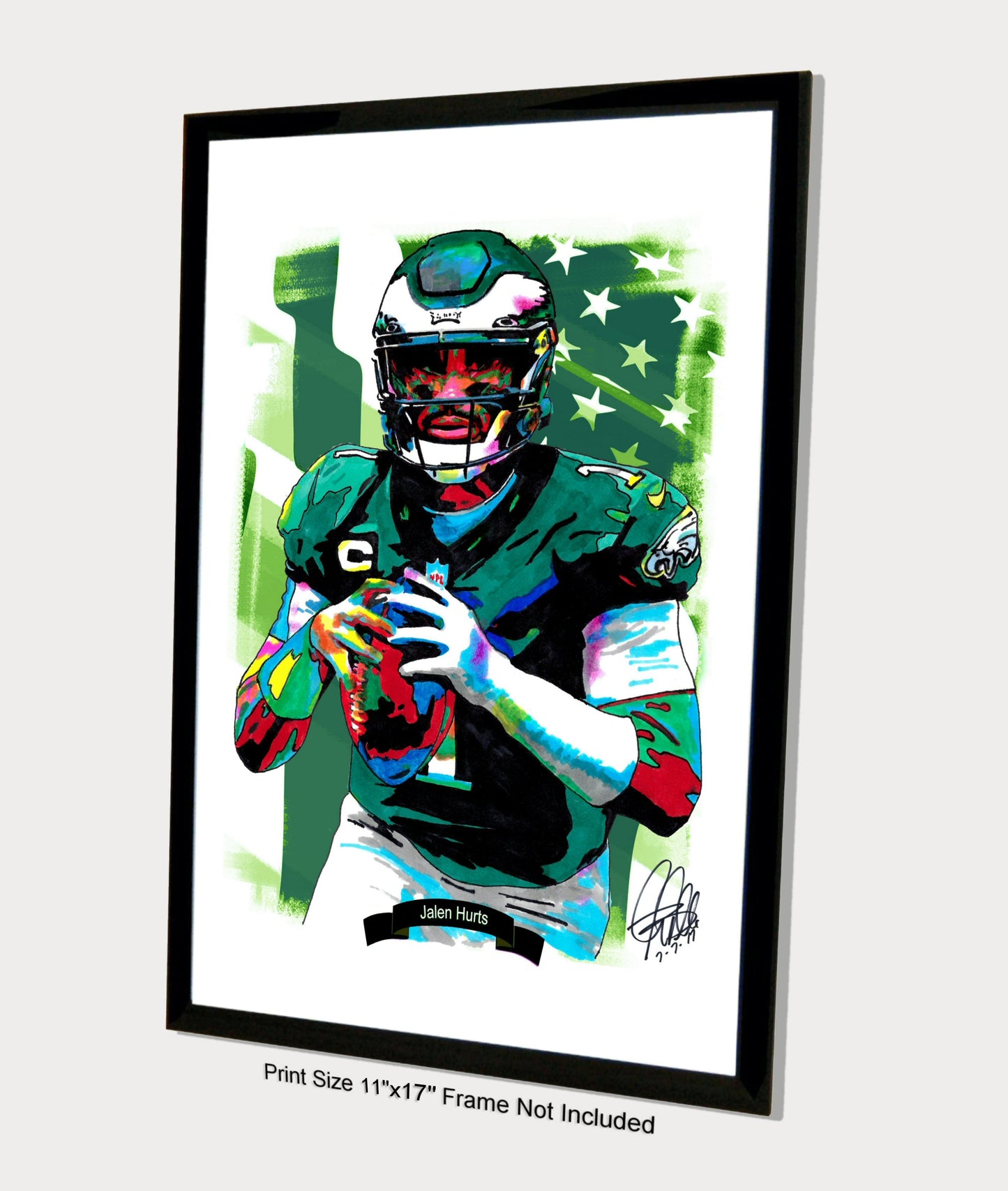 Jalen Hurts Philadelphia Eagles Football Sports Poster Print Wall Art 11x17