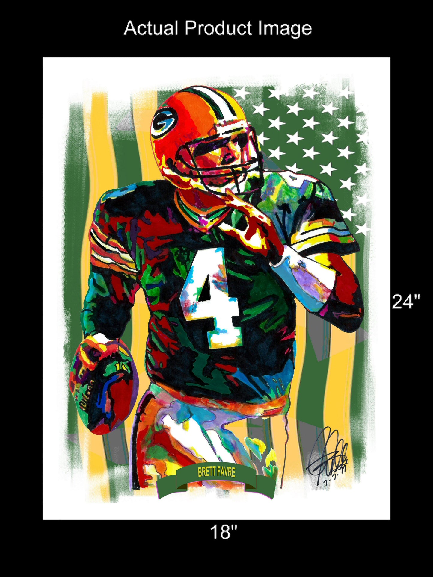 Brett Favre Green Bay Packers Football Sports Poster Print Art 18x24