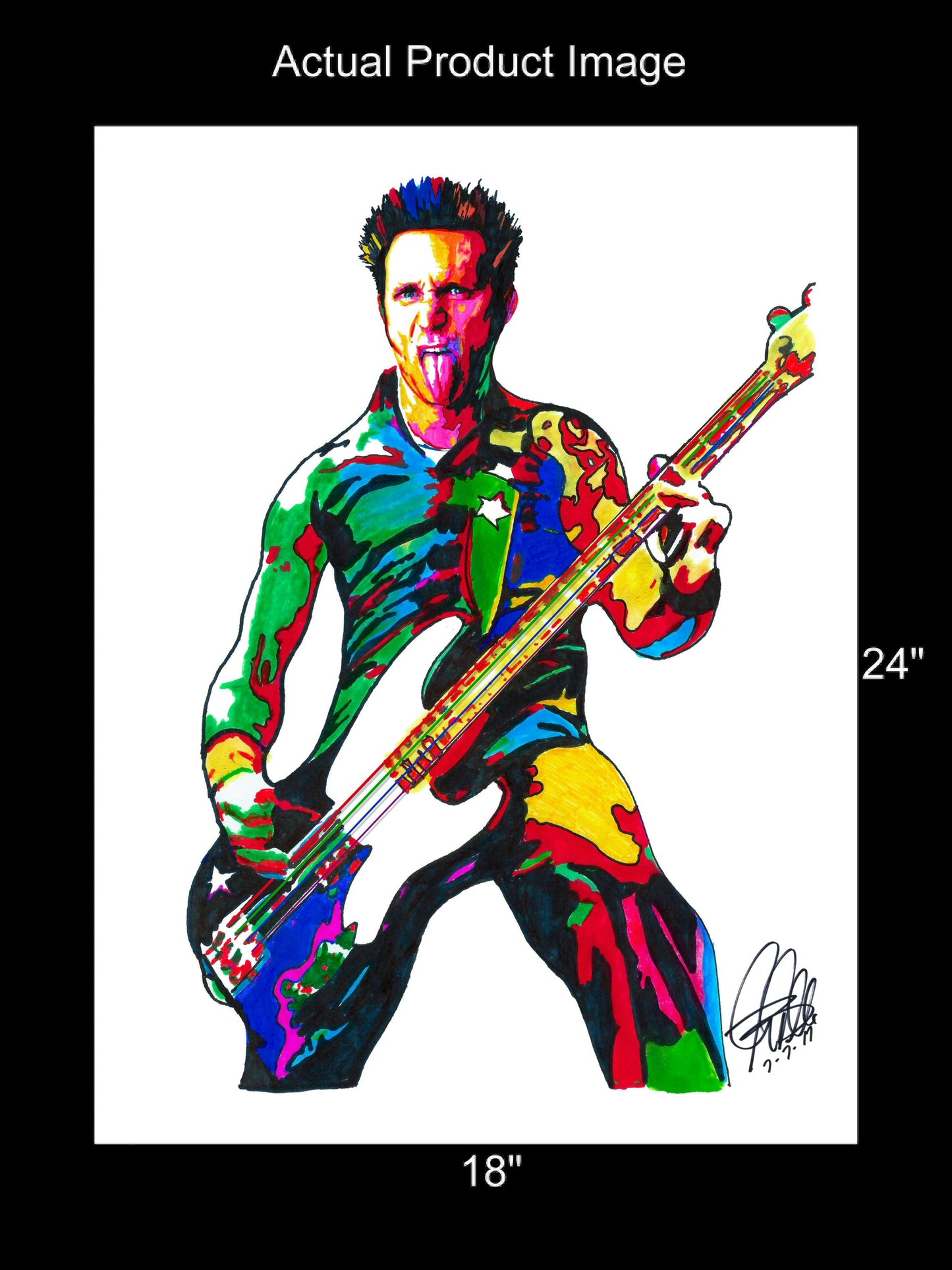 Mike Dirnt Green Day Bass Guitar Punk Rock Music Poster Print Wall Art 18x24