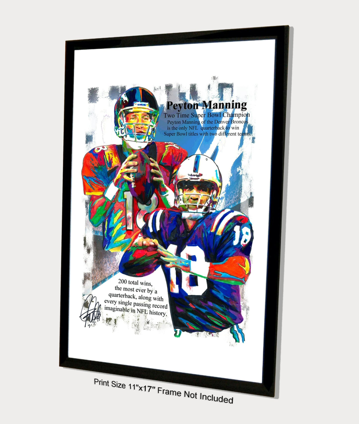 Peyton Manning Colts Broncos Football Sports Poster Print Wall Art 11x17