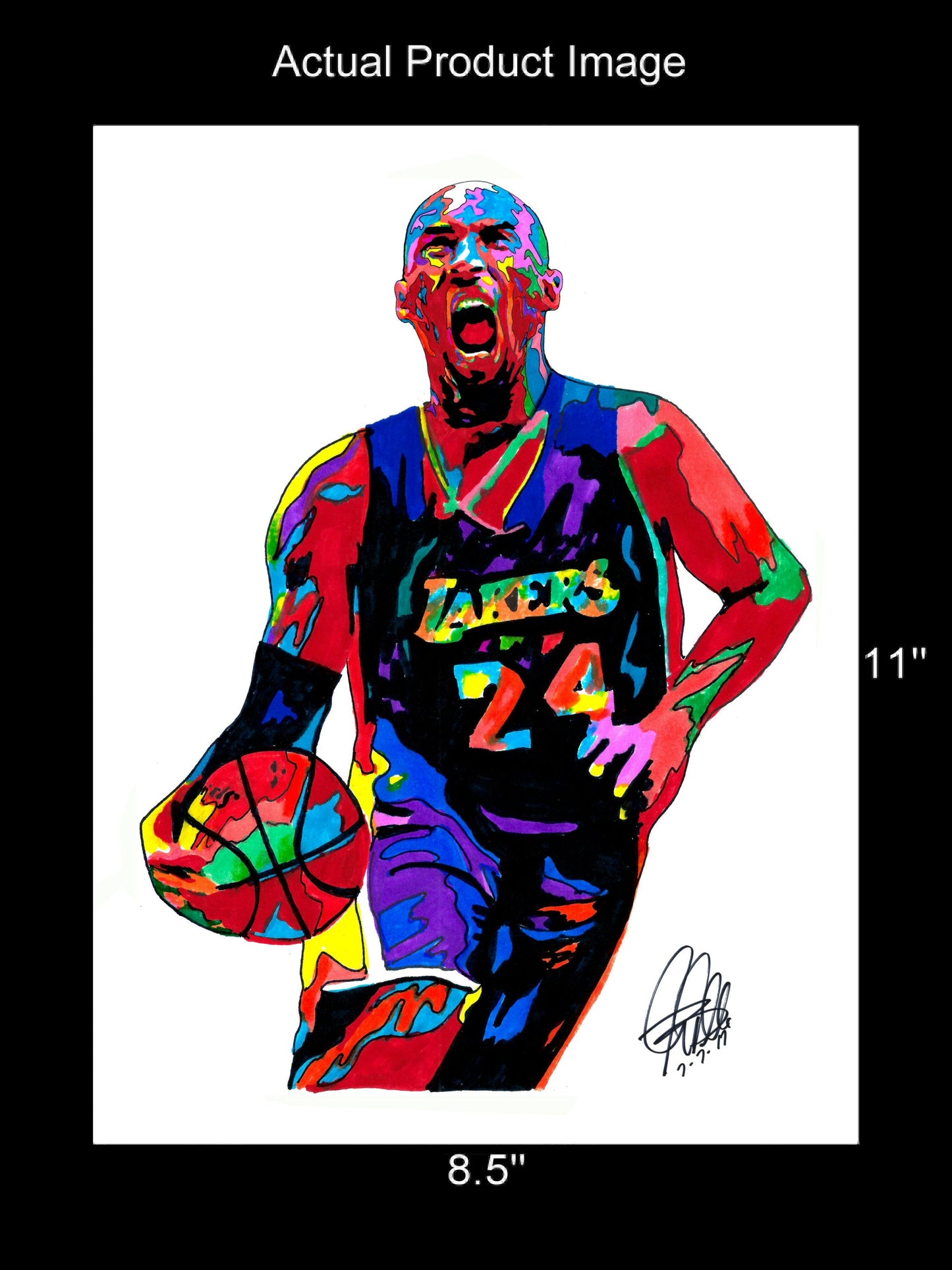 Kobe Bryant Los Angeles Lakers Basketball Sports Poster Print Wall Art 8.5x11