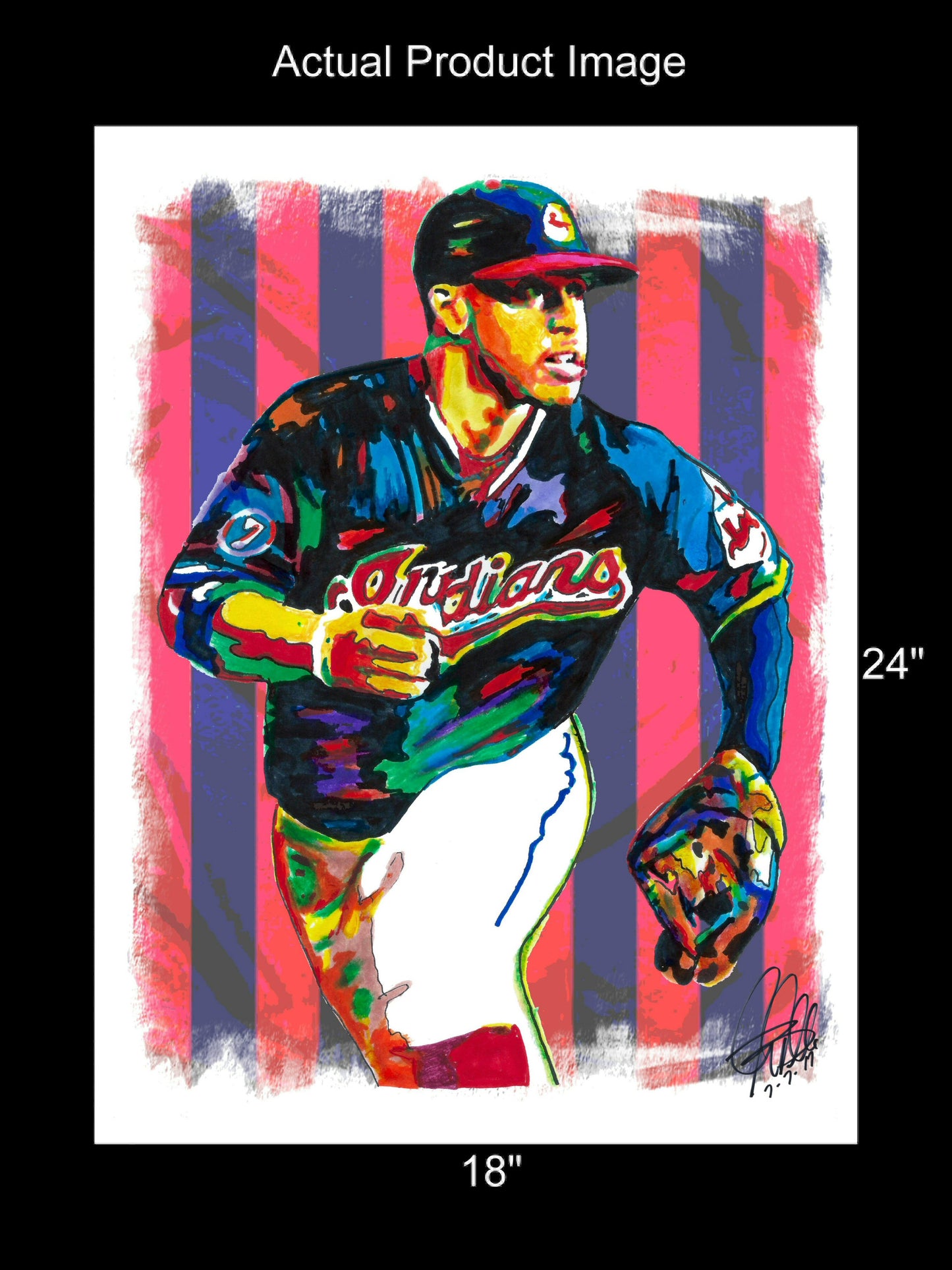 Francisco Lindor Cleveland Baseball Sports Poster Print Wall Art 18x24