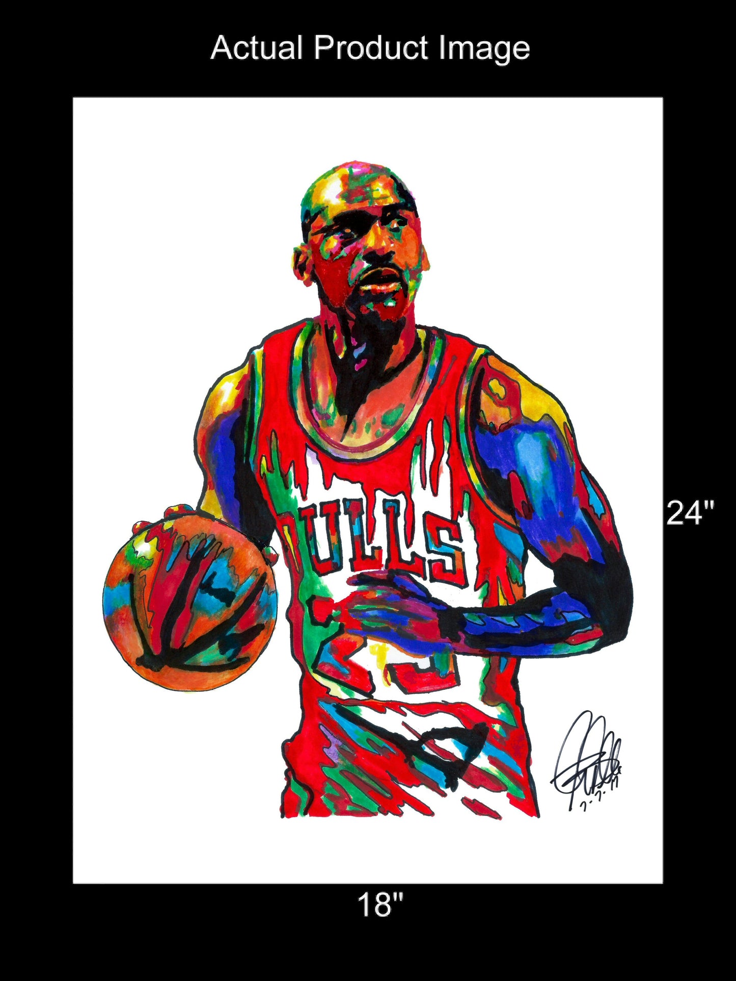 Michael Jordan Chicago Bulls Basketball Sports Poster Print Art 18x24