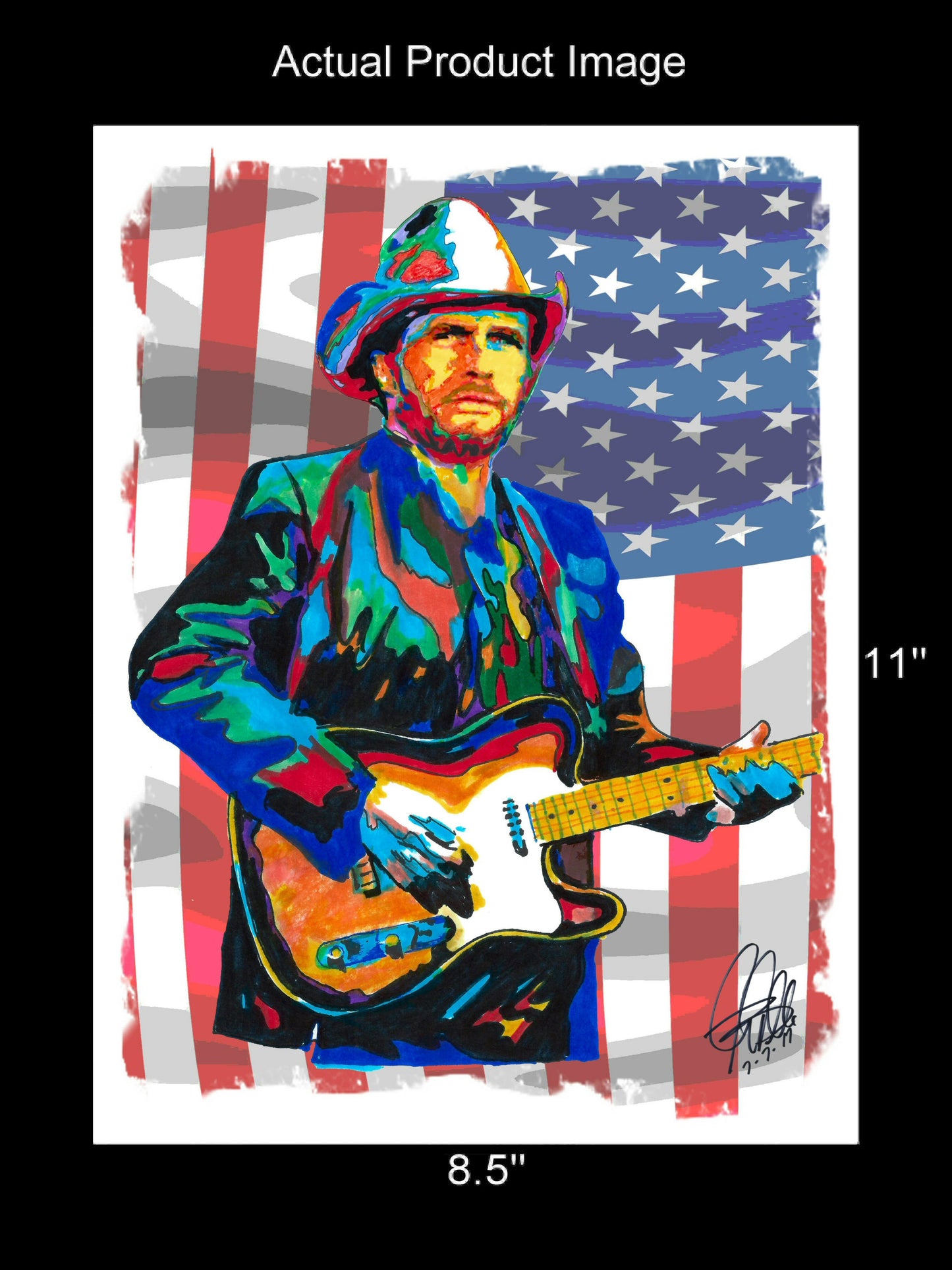 Merle Haggard Singer Guitar Country Music Poster Print Wall Art 8.5x11