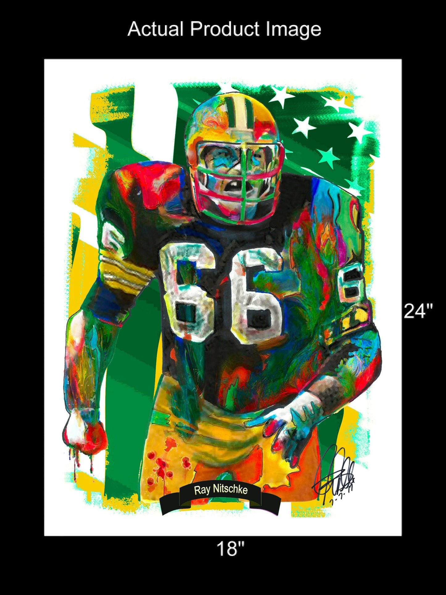 Ray Nitschke Green Bay Packers Football Sports Poster Print Wall Art 18x24