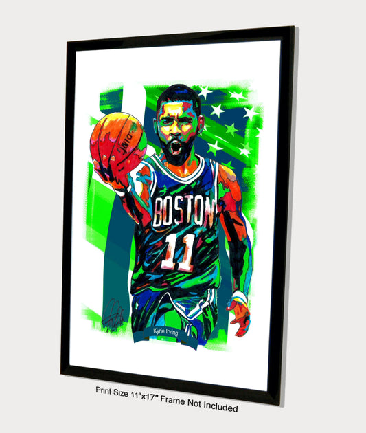 Kyrie Irving Boston Celtics Basketball Sports Poster Print Wall Art 11x17