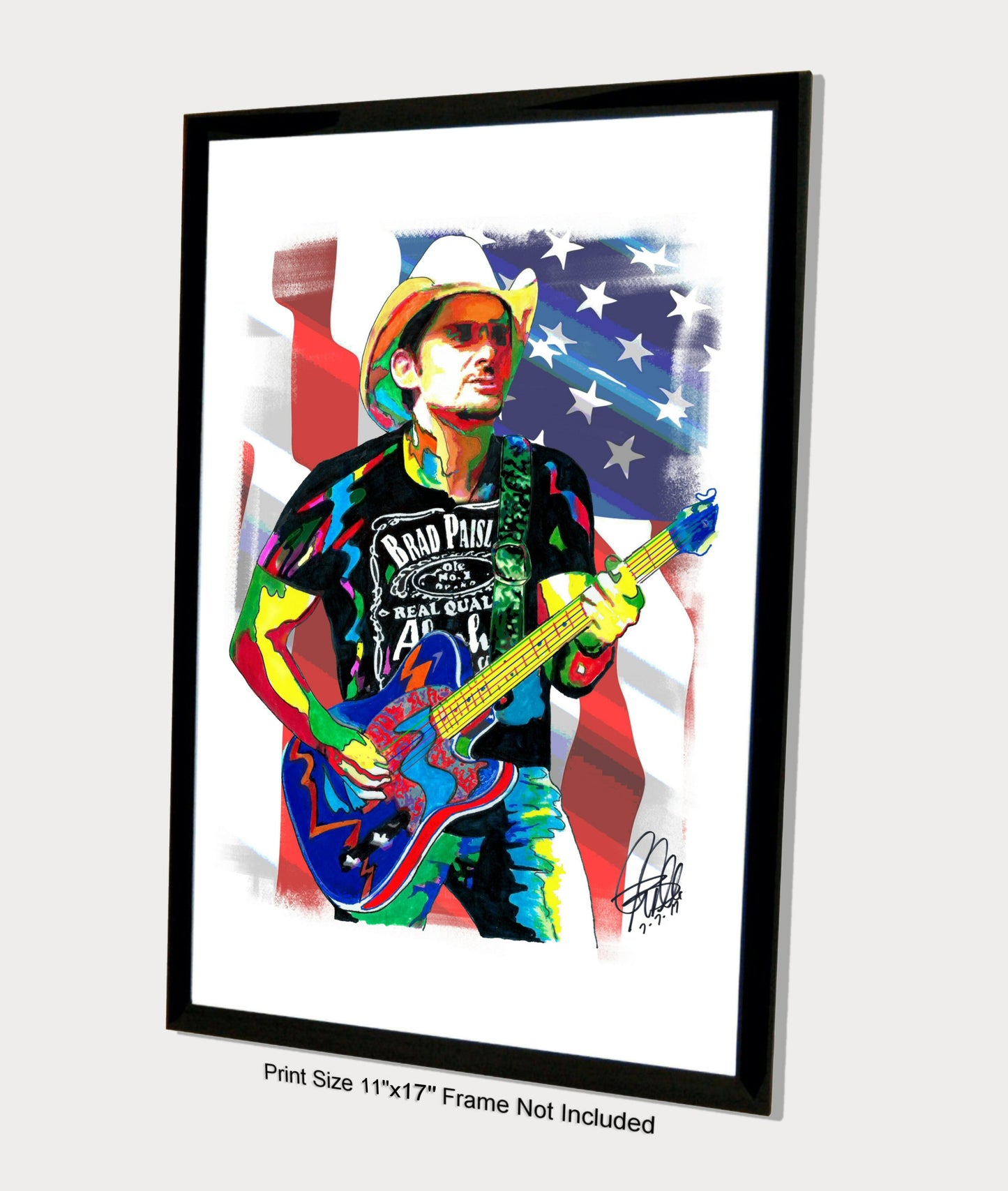 Brad Paisley Singer Guitar Country Music Poster Print Wall Art 11x17