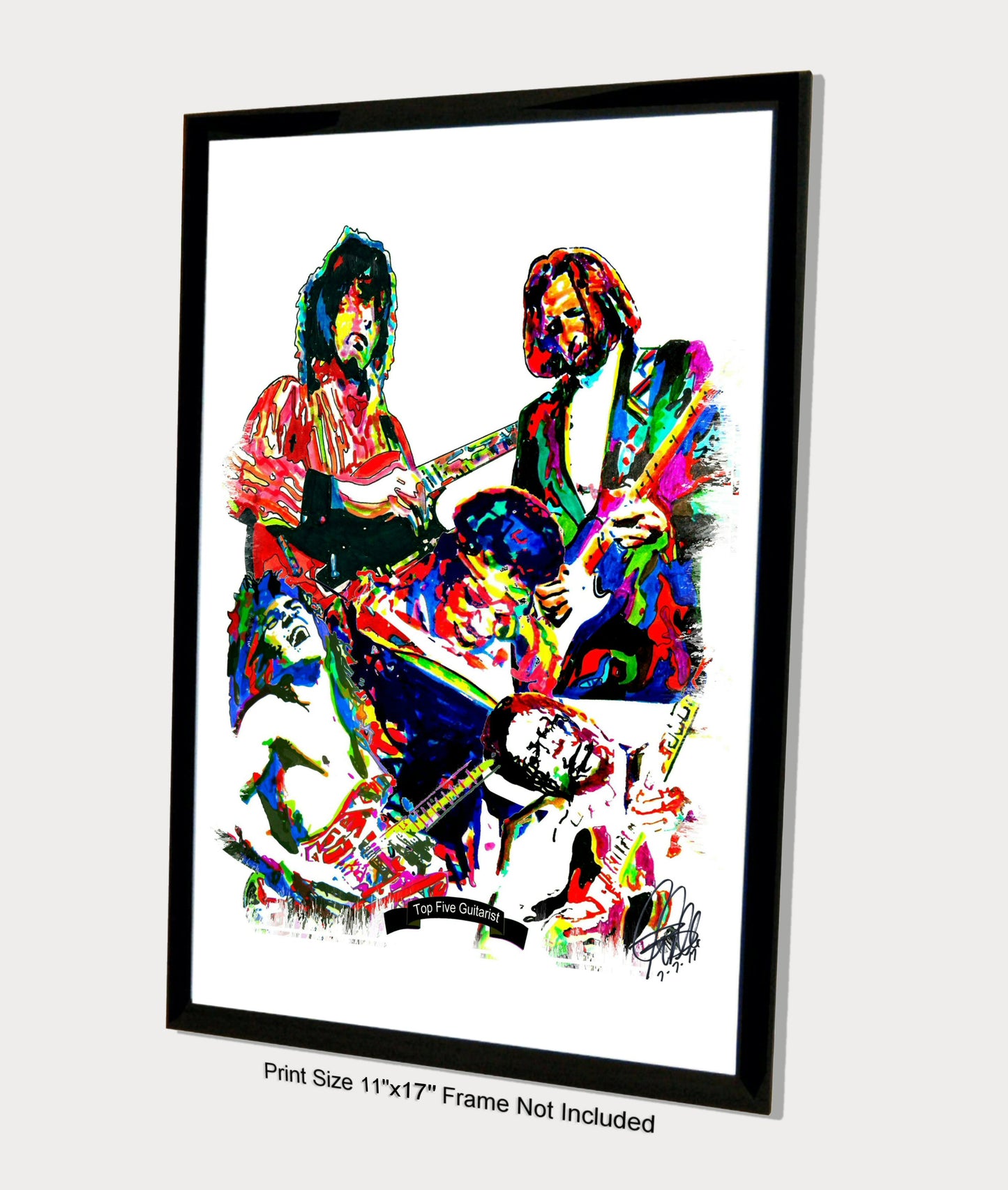 Top 5 Guitarists Page Van Halen Hendrix Clapton BB King Music Print 11x17