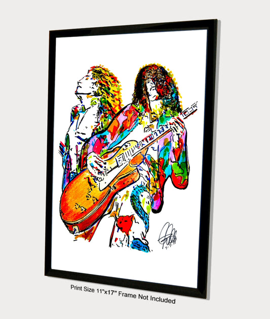 Led Zeppelin Robert Plant Jimmy Page Rock Music Poster Print Wall Art 11x17