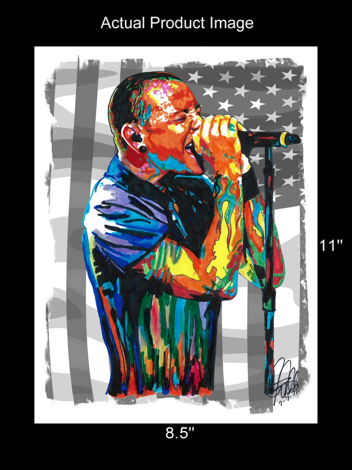 Chester Bennington Linkin Park Singer Rock Music Poster Print Wall Art 8.5x11