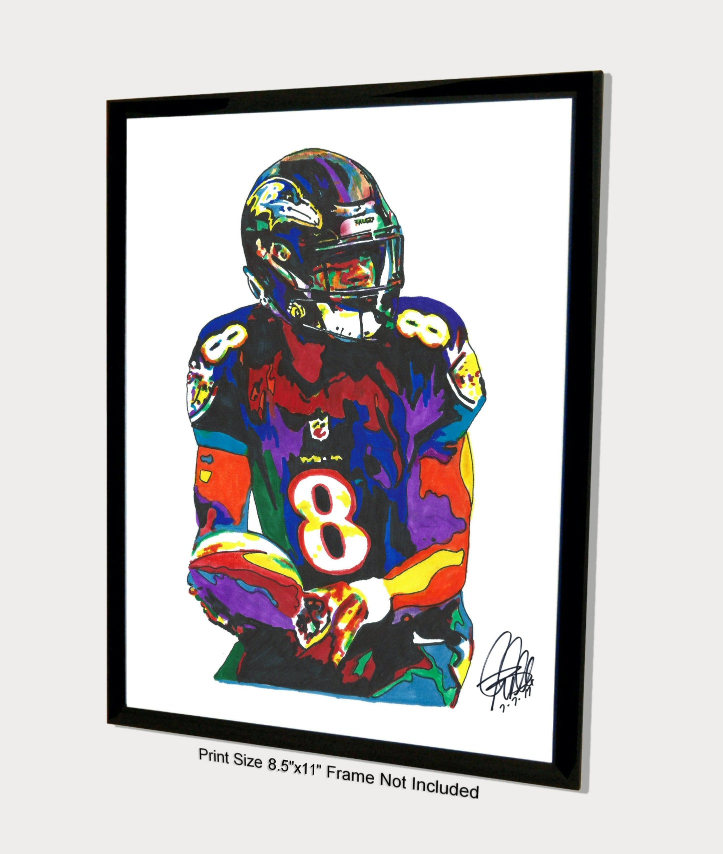 Lamar Jackson Baltimore Ravens Football Print Poster Wall Art 8.5x11