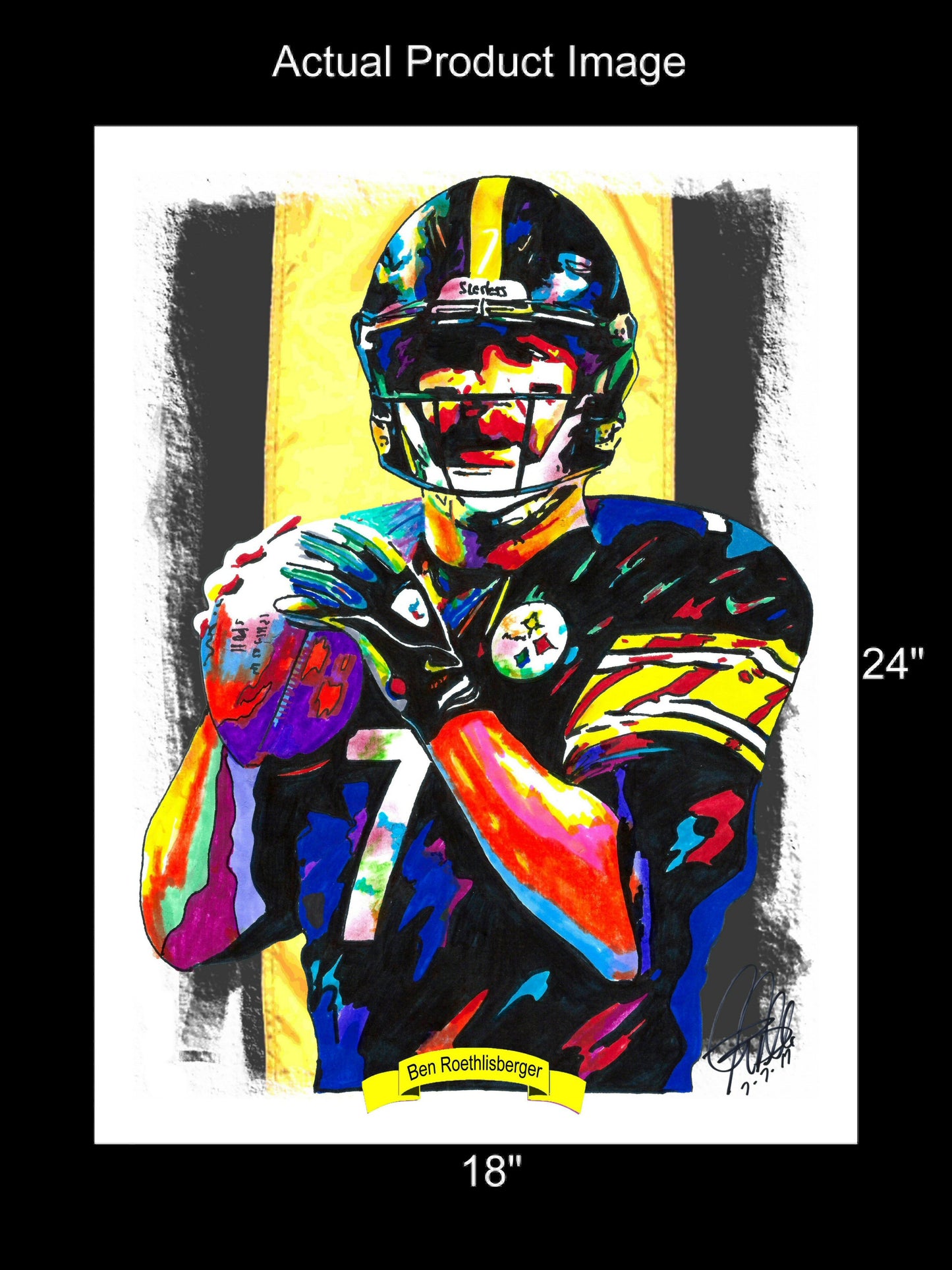 Ben Roethlisberger Steelers QB Football Sports Poster Print Wall Art 18x24