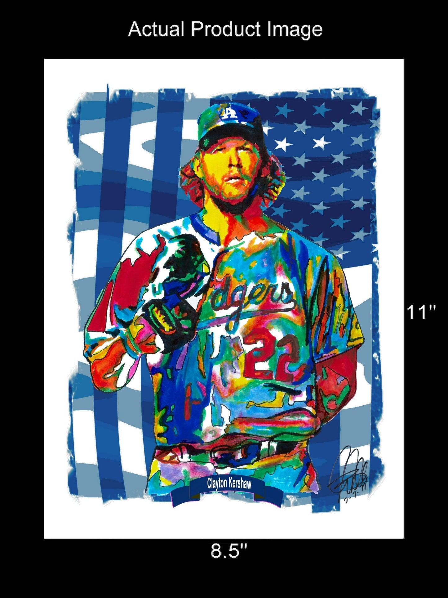 Clayton Kershaw Los Angeles Dodgers Baseball Poster Print Wall Art 8.5x11