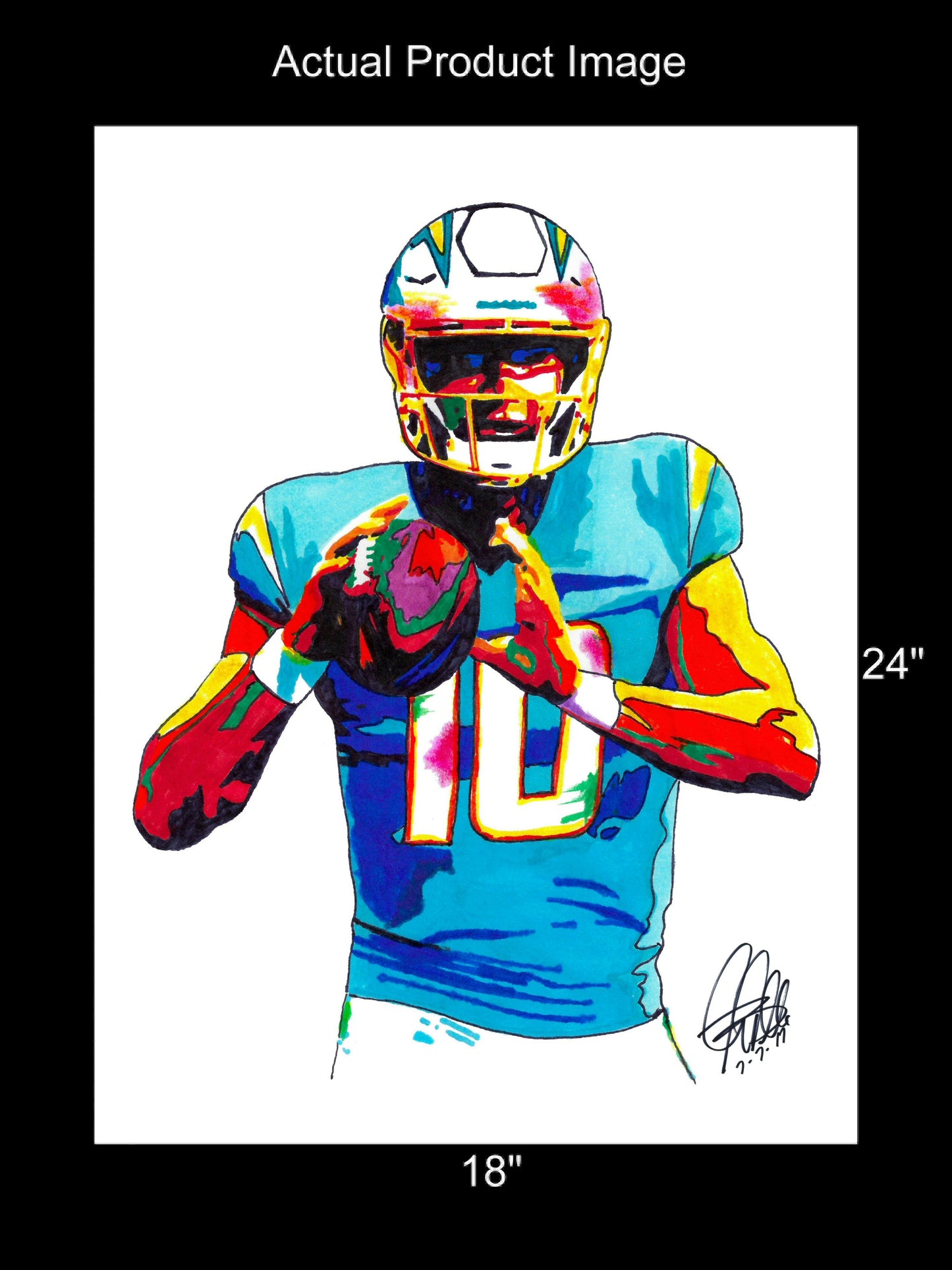 Justin Herbert Los Angeles Chargers QB Football Poster Print Wall Art 18x24