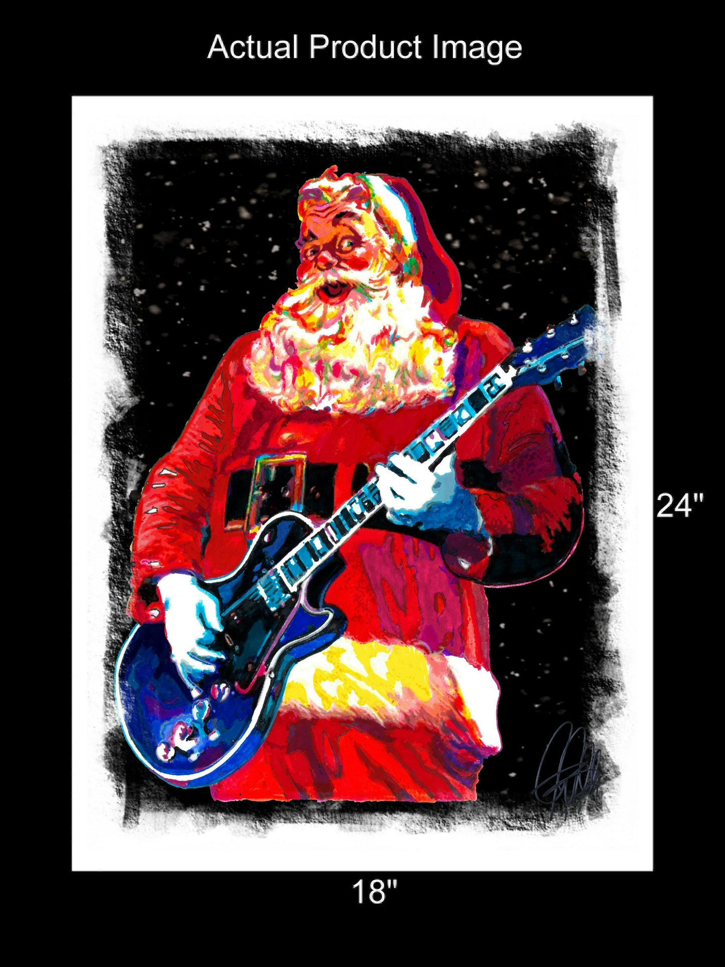 Santa Claus Guitar Poster Print Wall Art 18x24