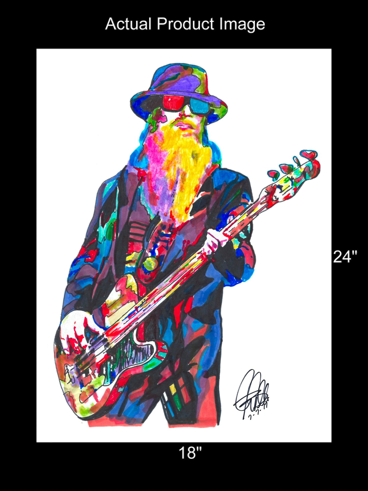 Dusty Hill ZZ Top Singer Bass Guitar Rock Music Poster Print Wall Art 18x24