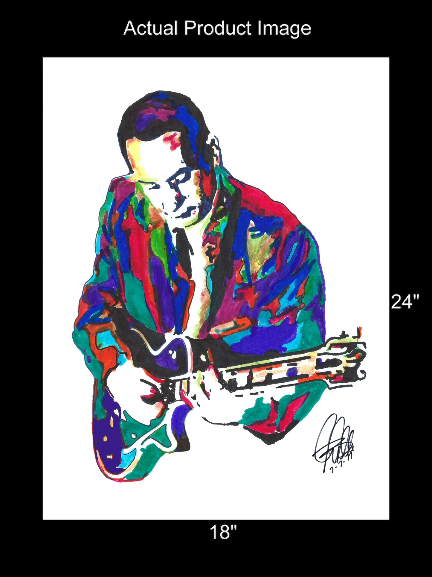 Les Paul Guitar Player Musician Jazz Music Poster Print Wall Art 18x24