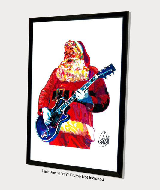 Santa Claus Guitar Music Poster Print Wall Art 11x17