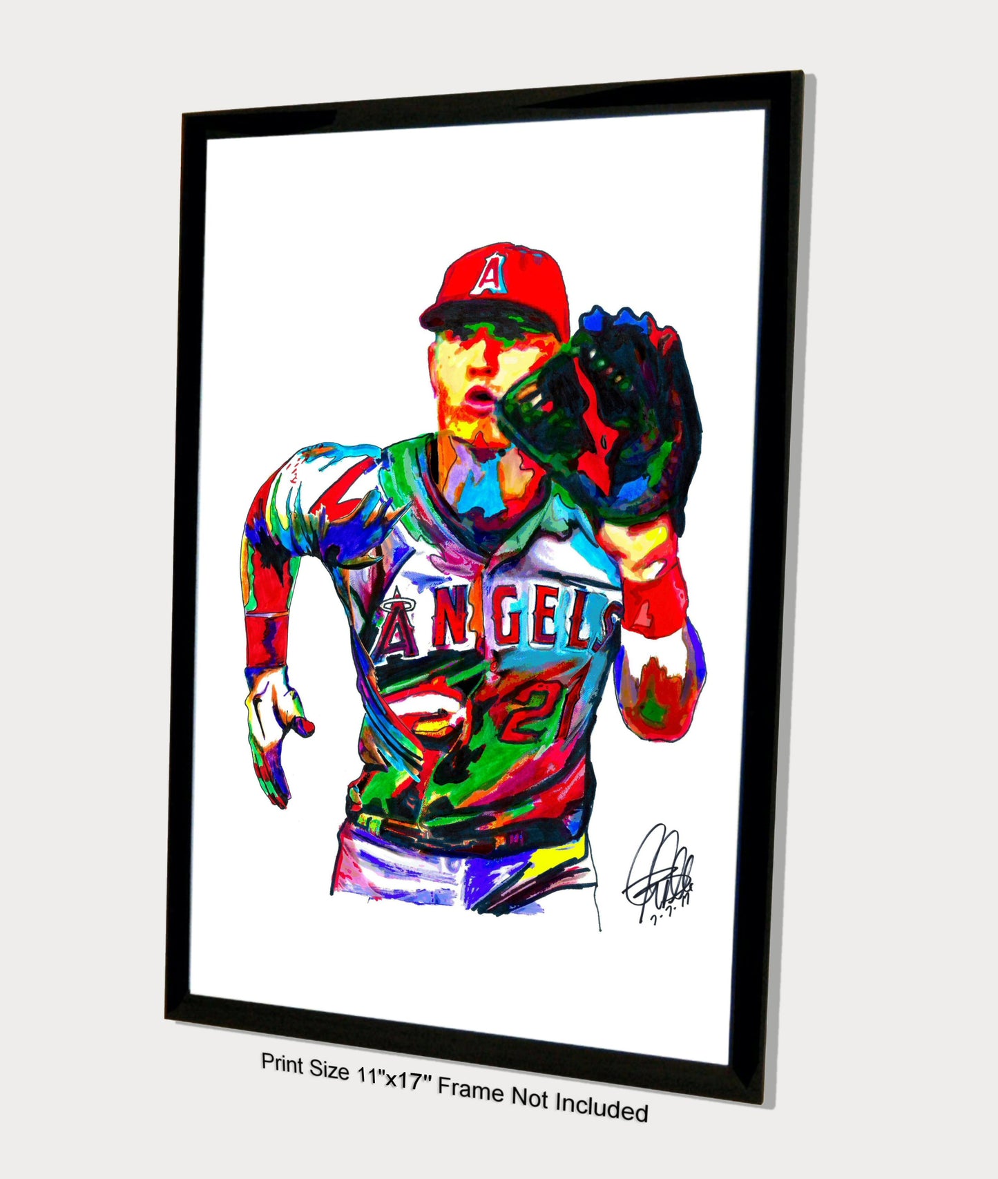 Mike Trout Los Angeles Angels Baseball Sports Poster Print Wall Art 11x17