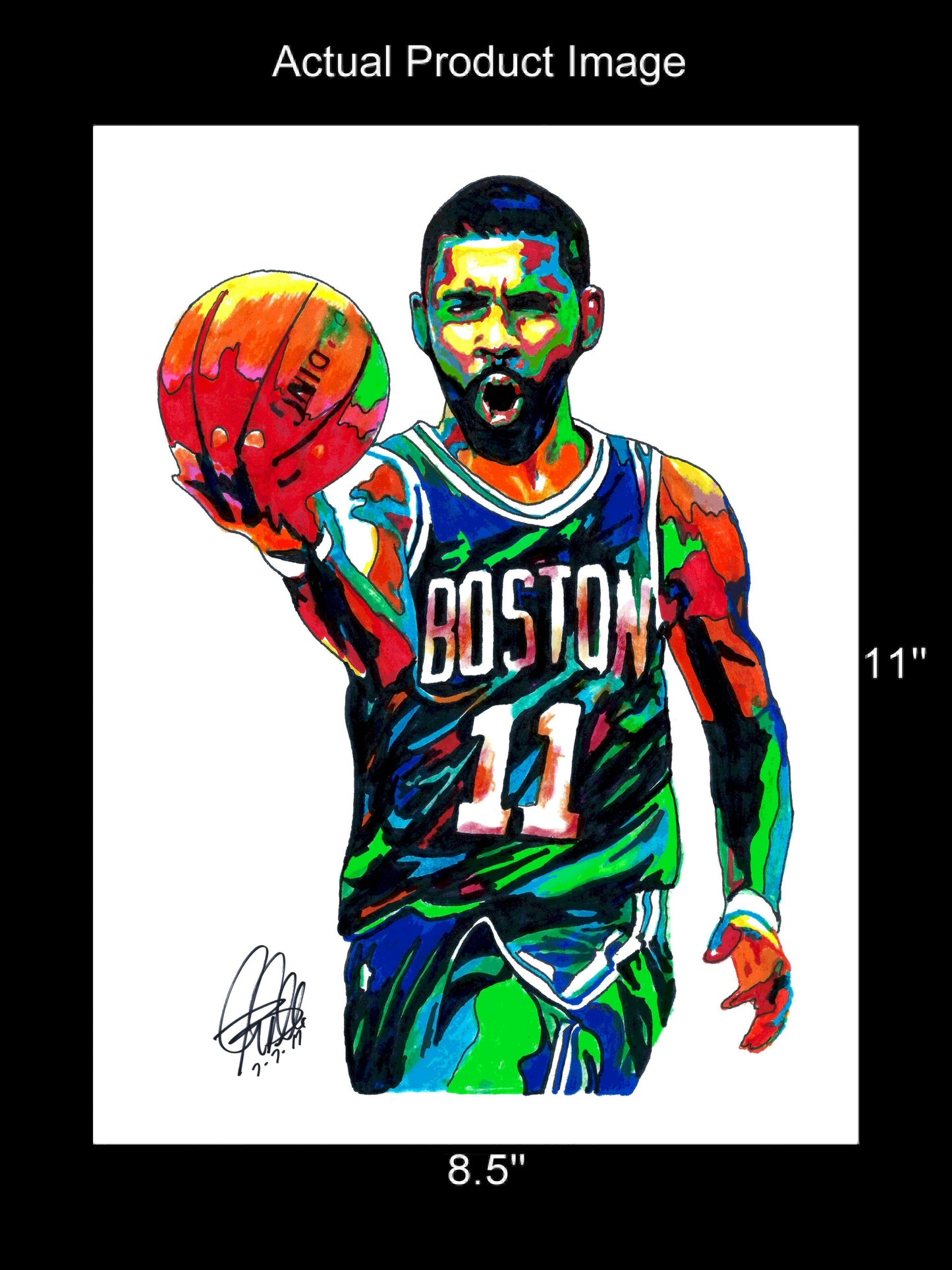 Kyrie Irving Boston Celtics Basketball Sports Poster Print Wall Art 8.5x11