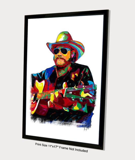 Hank Williams Jr Guitar Country Music Poster Print Wall Art 11x17
