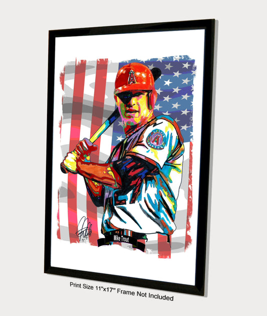 Mike Trout Los Angeles Angels Baseball MLB Poster Print Wall Art 11x17