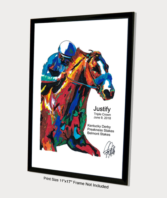 Justify Triple Crown Belmont Stakes Horse Racing Poster Print Wall Art 11x17