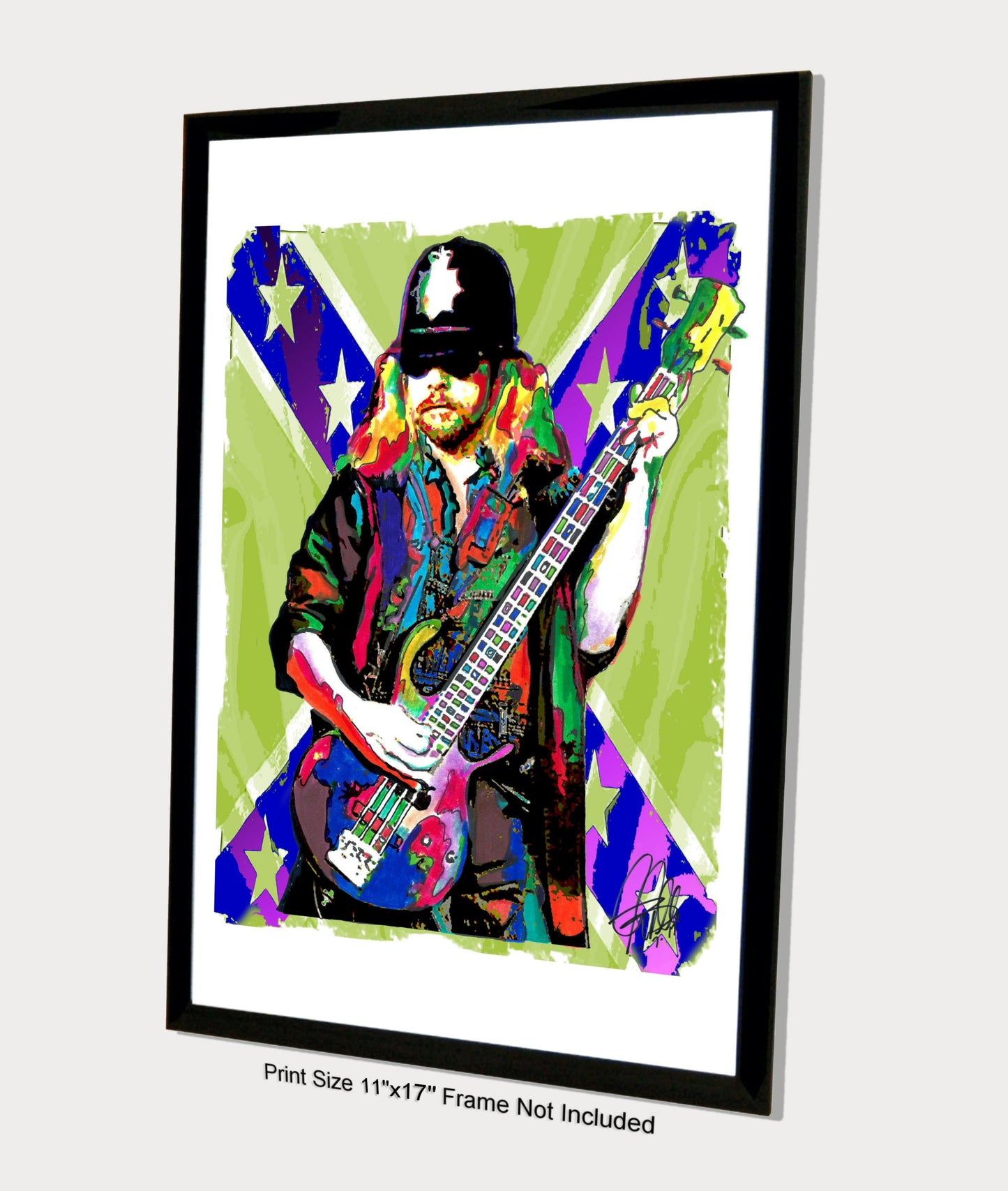 Leon Wilkeson Lynyrd Skynyrd Bass Guitar Rock Music Poster Print Wall Art 11x17