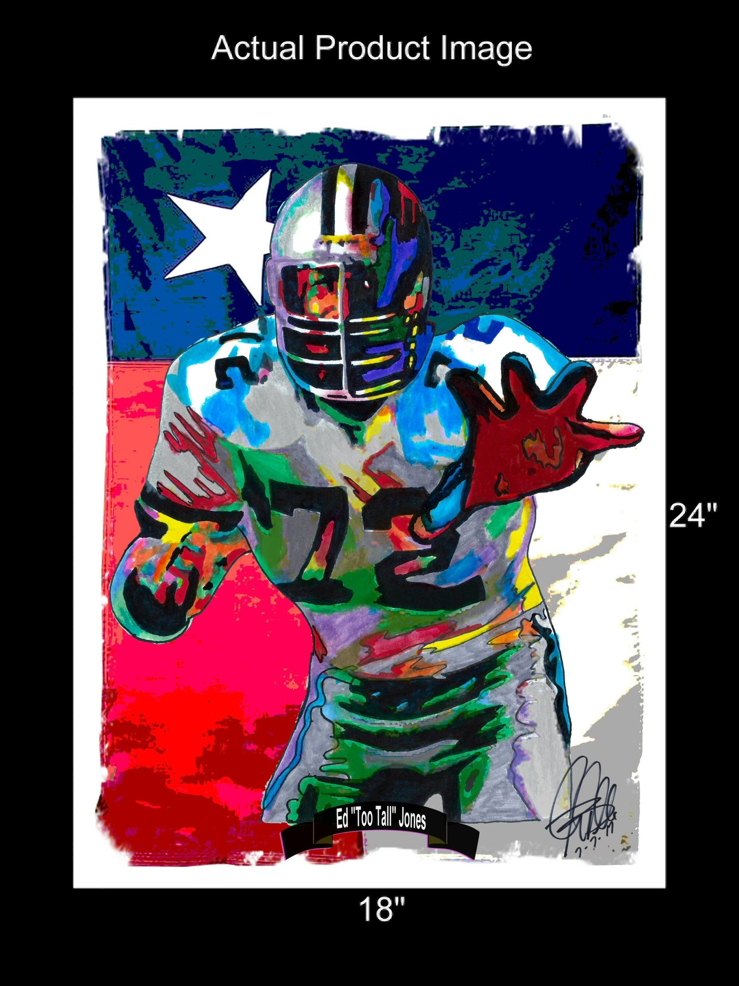 Ed Too Tall Jones Dallas Cowboys Football Sports Poster Print Wall Art 18x24