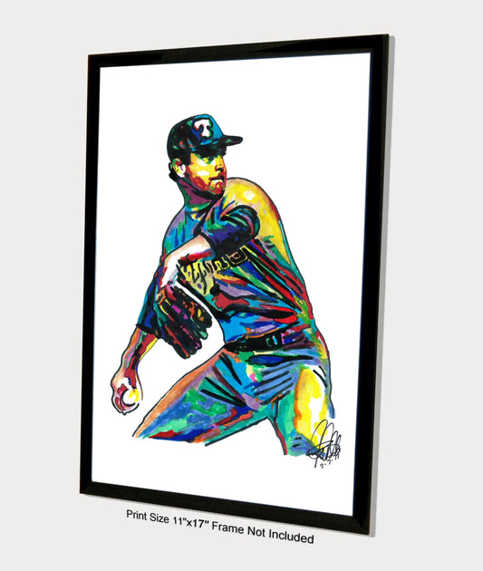 Nolan Ryan Texas Rangers Pitcher Baseball Sports Poster Print Wall Art 11x17