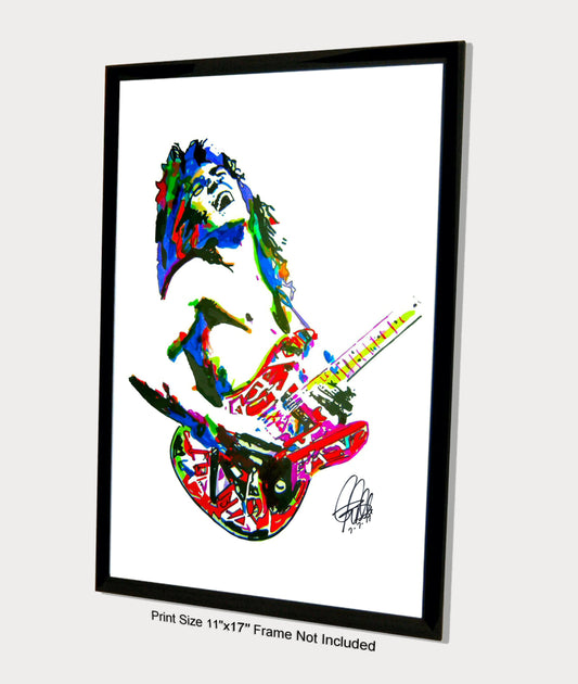 Eddie Van Halen Guitar Hard Rock Music Poster Print Wall Art 11x17