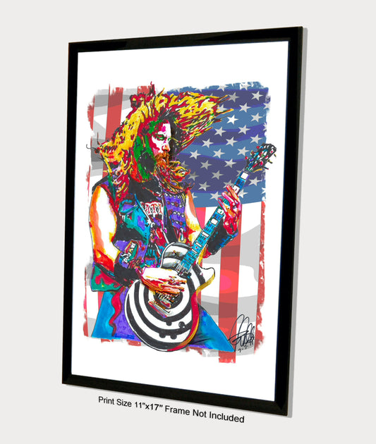 Zakk Wylde Black Label Society Guitar Hard Rock Music Poster Print Art 11x17