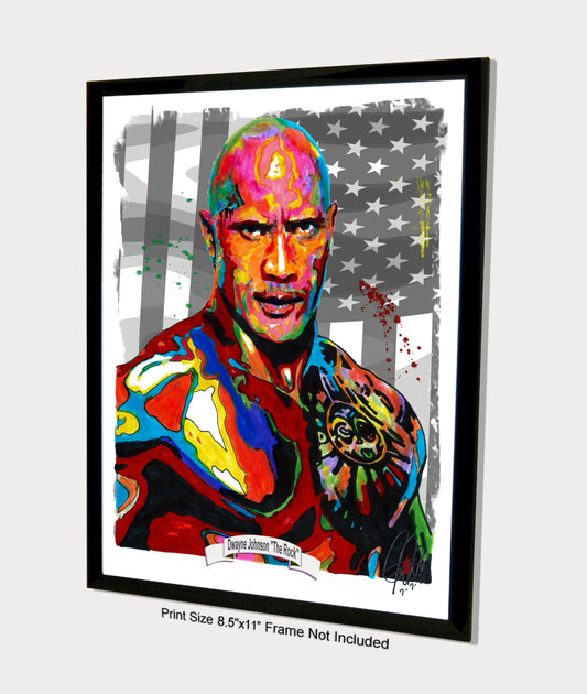 The Rock Dwayne Johnson Wrestler Poster Print Wall Art 8.5x11