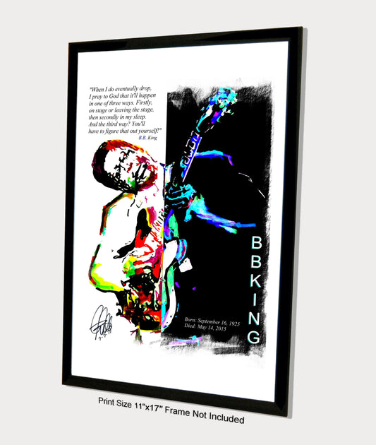 BB King Singer Blues Rock Guitar Music Poster Print Wall Art 11x17