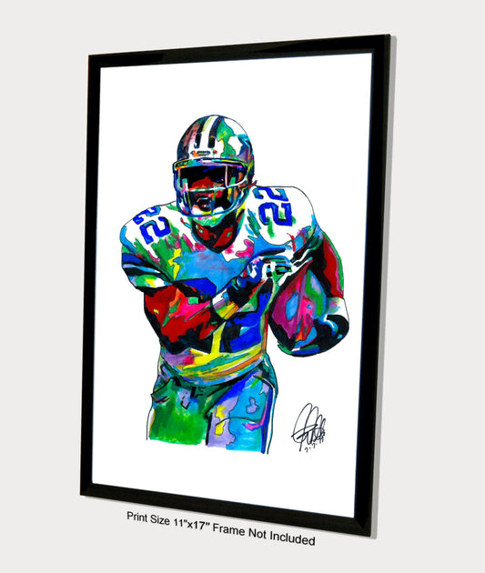 Emmitt Smith Dallas Cowboys Running Back Football Poster Print Wall Art 11x17