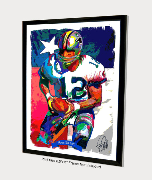 Roger Staubach Dallas Cowboys Football Sports Poster Print Wall Art 8.5x11