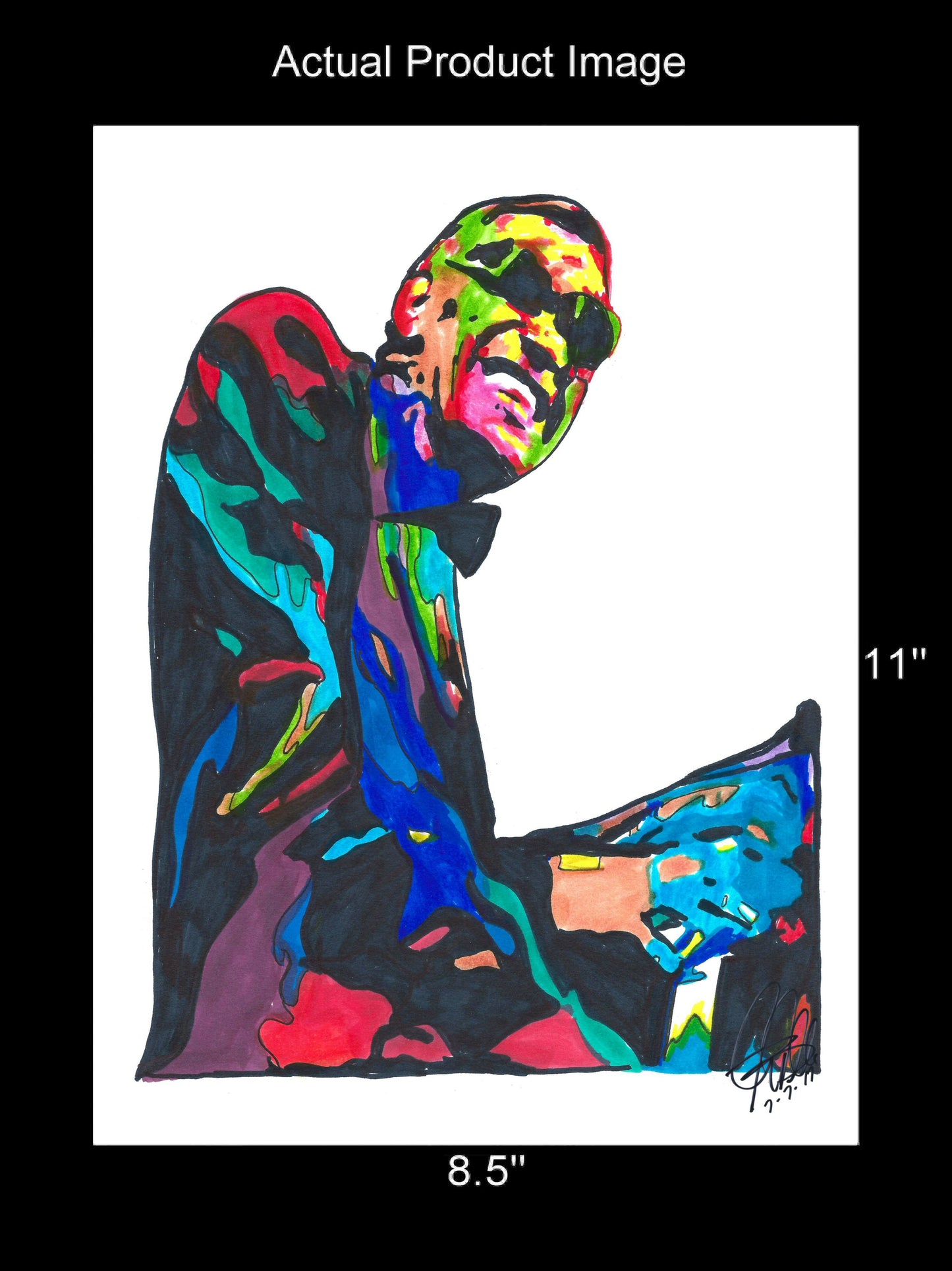 Ray Charles Singer Piano Soul Music Poster Print Wall Art 8.5x11