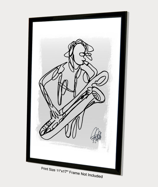 Baritone Saxophone Sax Player Music Poster Print Wall Art 11x17